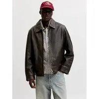Jack & Jones Lederjacke in Chocolate Brown | Gr.: XS