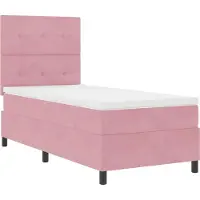 Syfax LED Boxspringbett mit Kopfteil Rosa 100 x 200 cm Samt
