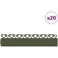 vidaXL Rasenkanten 20 stk. 103 x 0,05 x 22 cm Stahl Olivgrün