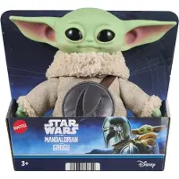 Mattel Star Wars The Mandalorian & Grogu, Grogu-Figur aus dem Film mit Logo-Design, Kopf aus Vinyl und weichem Plüschkörper, Figur, 3 Jahr(e)