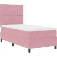 Syfax LED Boxspringbett mit Matratze Rosa 100 x 200 cm Samt