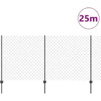 vidaXL Maschendrahtzaun mit Pfosten 25 x 1,2 m PVC-beschichteter Stahl