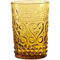 Zafferano Provençal Set: 6 elegante bernsteinfarbene Trinkgläser aus durchgefärbtem Glas, langlebiges Design für den täglichen Gebrauch zu Hause