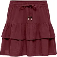 ONLY Minirock "ONLSWAR STRING SHORT SKIRT WVN", Damen, Gr. M (38), rot (tawny port), Web, Obermaterial: 100% Baumwolle, unifarben, kurz, Röcke Minirock, Baumwolle