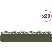 vidaXL Rasenkanten 20 Stk. 103 x 0,05 x 22 cm Stahl Olive Grün