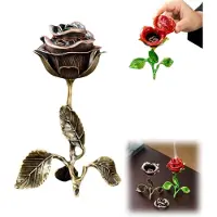 OIMG (Bronze, 1Set) Vintage Rosen Räucherbrenner, rosenförmiger Räucherstäbchenhalter, Metall