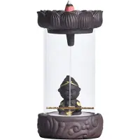 OIMG Keramik Räucherkegelhalter mit Acrylhaube, Affenkönig Figur