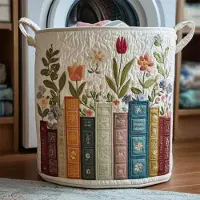 OIMG (style5 S, 1pcs) Gesteppter Wäschekorb mit Griffen, Boho Blumenmuster, faltbar