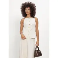 Neo Noir Damen Blazers Kylie Structure Waistcoat - Creme - Größe XL