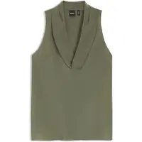BOSS Ärmellose Bluse aus sandgewaschener Seide mit V-Ausschnitt Grösse 40