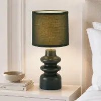 LumenXL Tischlampe Loya - Keramik mit Stoffschirm in Grün