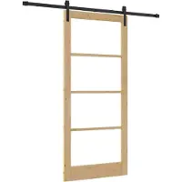 vidaXL Schiebetür ORKDAL Natürlich und Schwarz 93 x 211 cm
