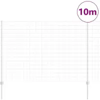 vidaXL Euro-Zaun mit Pfosten 10 x 1,5 m Verzinkter Stahl Silber Netz