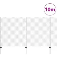 vidaXL Maschendrahtzaun mit Pfosten 10 x 1,4 m PVC-beschichteter Stahl