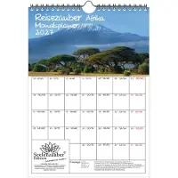 Seelenzauber GmbH Reisezauber Afrika Planer DIN A4 Kalender für 2027 Landschaft Reise Tiere Urlaub - Geschenkset Inhalt: 1x Kalender, 1x Weihnachtsanhänger (insgesamt 2 Teile)