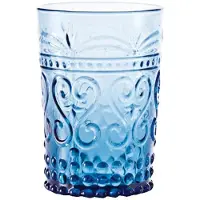 Zafferano 6er-Set Trinkgläser aus der Provenzale-Kollektion aus türkisfarbenem Glas, handgefertigt mit Reliefdekor für den täglichen Gebrauch