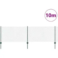 vidaXL Maschendrahtzaun mit Pfosten 10 x 0,8 m PVC-beschichteter Stahl