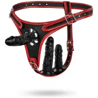 EasyToys - Strap-On Slip mit Dreifach-Dildo (Schwarz)