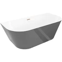 Mexen Oval Slim freistehende Wandbadewanne 170 x 80 cm, weiß/grau, gebürstetes Kupfer - 52661708062-65