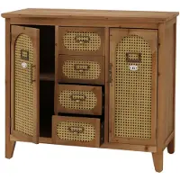 MCW Apothekerkommode -O63, Sideboard Schrank Staufächer Schubladen, Vintage Rattanoptik 80x91x40cm