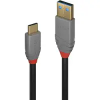 Lindy 36911, 1 m, USB C, USB A, 10 Gbit/s, Schwarz, Grau