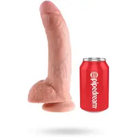 King Cock 9 - großer Dildo mit Hoden und Saugnapf (23 cm, naturfarben)