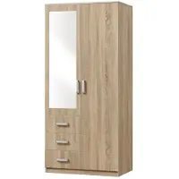 Helloshop26 Moderne Schlafzimmergarderobe zeitloses Aufbewahrungsmöbel 3 Schubladen + Spiegel MDF 176