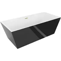 Mexen Lita freistehende Badewanne 170 x 75 cm, weiß/schwarz, gebürstete goldene Überlauf - 52121707575-55