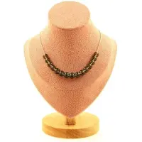 Bijoux Steine und Mineralien. Halskette mit 15 Rauchquarz-Perlen 8 mm Kette aus rostfreiem Stahl Halskette für Frauen, Männer. Anpassbare Größe.