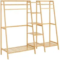Helloshop26 Kleiderschrank mit 2 Kleiderstangen aus Bambus 03_0008142
