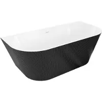 Mexen Oris freistehende wandstehende Rillenwanne 170 x 80 cm, weiß/schwarz, weißer Überlauf - 52871708075-20