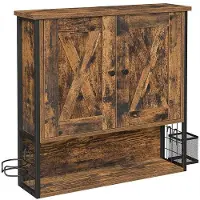 Helloshop26 Wandarmoire - - Badezimmer - 2 Türen - Verstellbares Regal - Haartrocknerfach