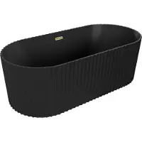 Mexen Paola freistehende, geriffelte Wanne 170 x 80 cm, schwarz matt, Überlauf gold - 52721708071-50