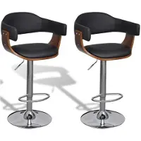 Helloshop26 Set von 2 schwarzen Barhockern mit Holz, modernes Design 1202019