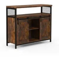 Helloshop26 Buffet - - 100x33x80 cm - Ingenieurholz - Metall - Verstellbare Regale