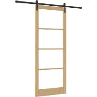 vidaXL Schiebetür ORKDAL Natürlich und Schwarz 93 x 232 cm