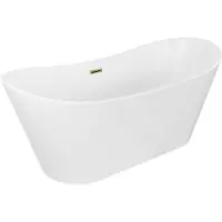 Mexen Montana freistehende Badewanne 150 x 75 cm, weiß, mit Überlauf in Gold - 52011507500-50