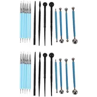 Tlily 26-teiliges Polymer-Ton-Bildhauerwerkzeug-Set, Punktierstift, Silikonspitzen, Kugelstift, Werkzeugset für Töpferei, Keramik und Ton
