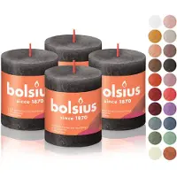 Bolsius 4er-Pack schwarze (sturmgraue) rustikale Stumpenkerzen 2,75 x 3,25 Zoll Premium-Qualitat in Europa naturliches, umweltfreundliches