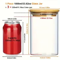 MaxPower Glasbehälter zur Aufbewahrung von Lebensmitteln mit Bambusdeckel, 1000 ml / 33,82 oz 1 (10 * 15,6 c