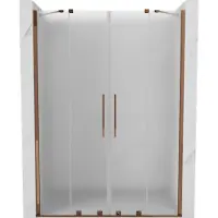 Mexen Velar Duo Schiebetür-Duschwand 140 cm, Mattglas, Roségold - 871-140-000-32-60