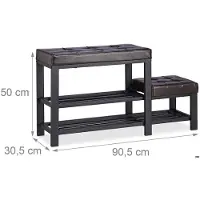 Helloshop26 Schuhbank mit Sitzfläche und Hocker 90,5 cm braun 13_0000352