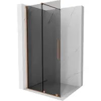 Mexen Velar Dusche Wand großzügig ausziehbar Walk-in 75 x 200 cm, grafit 8 mm, gebürstetes Messing - 871-075-000-43-65