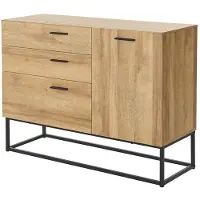 Helloshop26 Metallbuffet 75 x 100 x 35 cm schwarz Eicheffekt 03_0006611