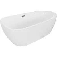 Mexen Giada freistehende Badewanne 170 x 90 cm, weiß glänzend, Überlauf Gun Metal - 52741709000-95
