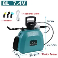 MaxPower (Grün-8L-7,4V) Elektrisches Batteriesprühgerät, Gartenarbeit, Bewässerung von Blumen, Kann, Landwirtschaft,