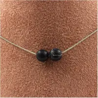 Bijoux Steine und Mineralien. Halskette mit 2 Sodalithperlen 8 mm Edelstahlkette Halskette für Frauen, Männer. Anpassbare Größe.