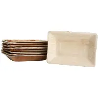 KOKA 50x rechteckige Teller aus Palmblatt Größe 11,5 x 16,5 cm