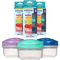 Sistema Snack Pots Mini Bites TO GO | 130 ml | Stapelbare Snackboxen mit Deckel | BPA-frei | Blaugr n-lila & blaue Deckel | 9 St ck