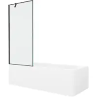 Mexen Vega rechteckige Badewanne 180 x 80 cm mit Verkleidung und 1-flügliger Duschabtrennung 80 cm, Schwarzes Design - 550118080